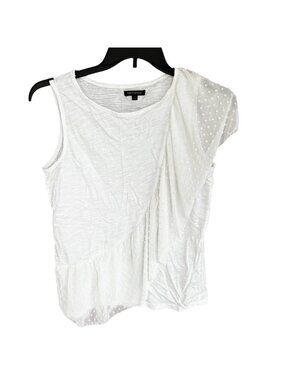 For Cynthia Women Cream Top Large Casual Blouse Shirt Lightweight Classic Ruffle